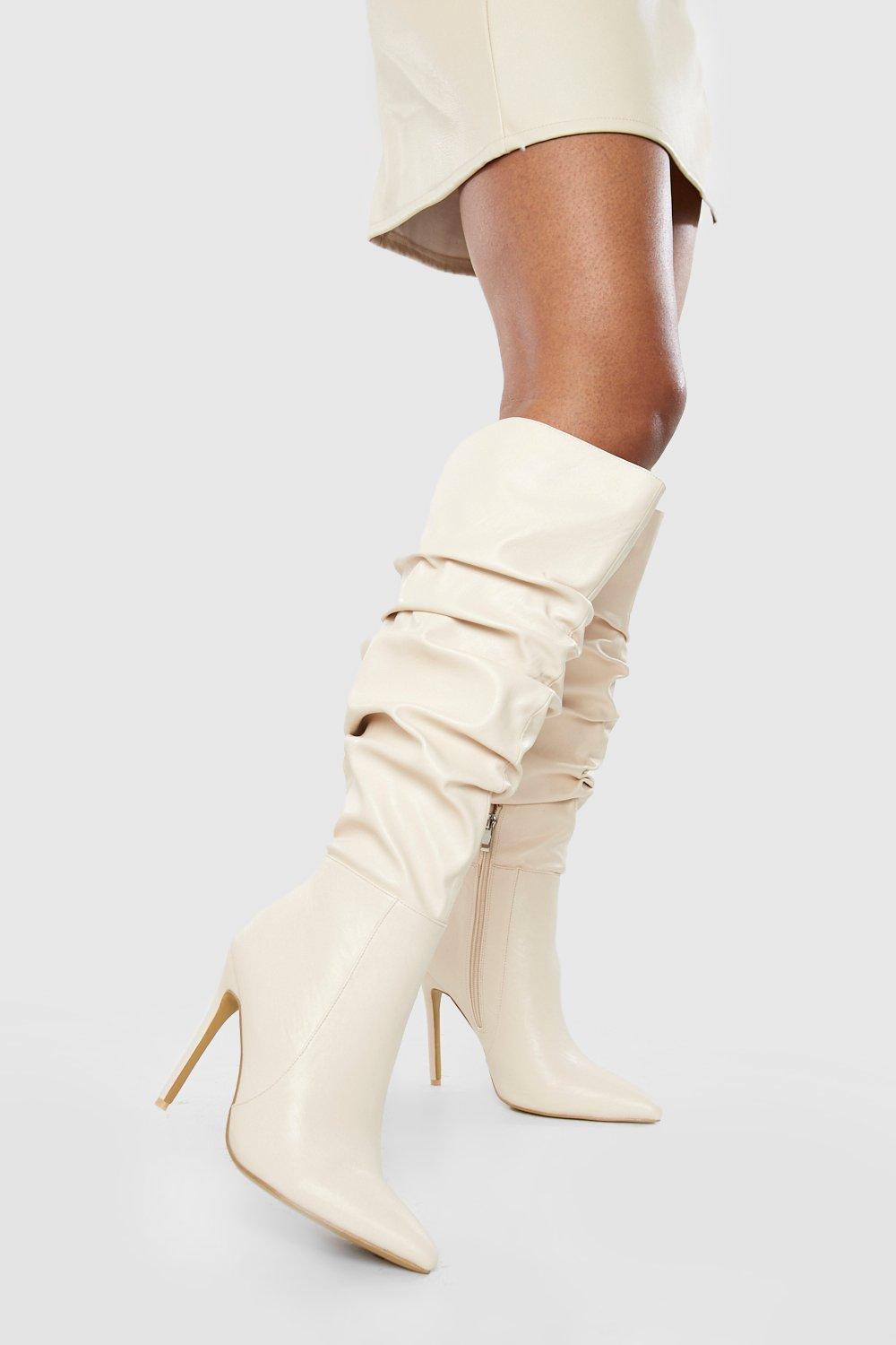 White on sale ruched boots